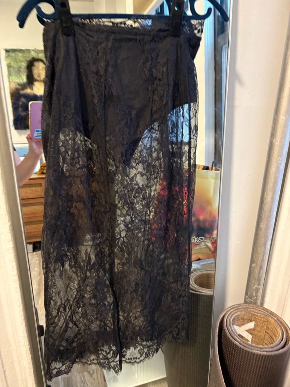 Zara Black Lace Midi Skirt